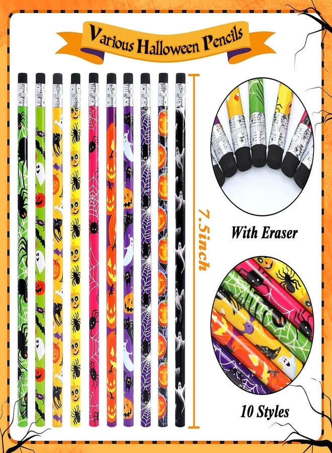 HINZER 50Pcs Halloween Pencils Kids Colored Pencils with Erasers Assorted Pattern Pencils for Halloween Gifts Party Favors Trick or Treat Halloween Goodies Bags Filler Classroom Rewards for Child Adult - Image 2